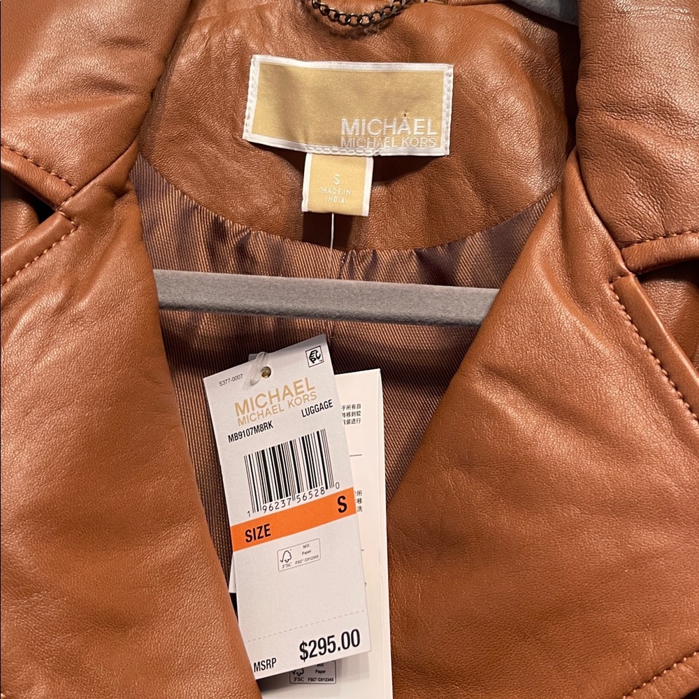 Michael Kors Tan Leather Jacket - Picture 2 of 6